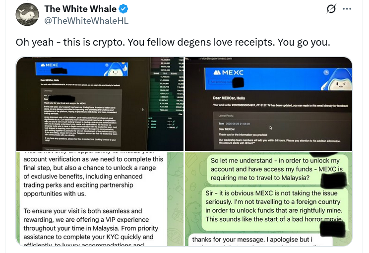 MEXC Tells Trader To Meet In Malaysia To Do KYC, Recover .1 Million