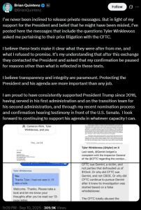 CFTC Leadership Vacuum As Trump Pulls Quintenz Nomination