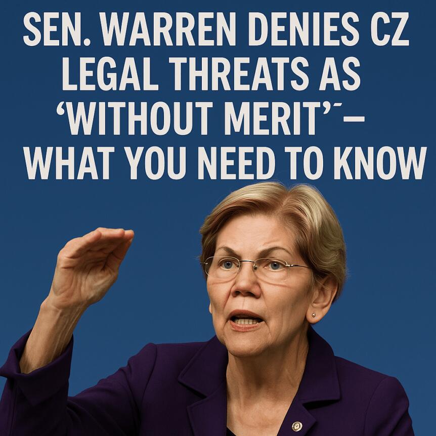 Sen. Warren Denies CZ Legal Threats as ‘Without Merit’ – What You Need to Know